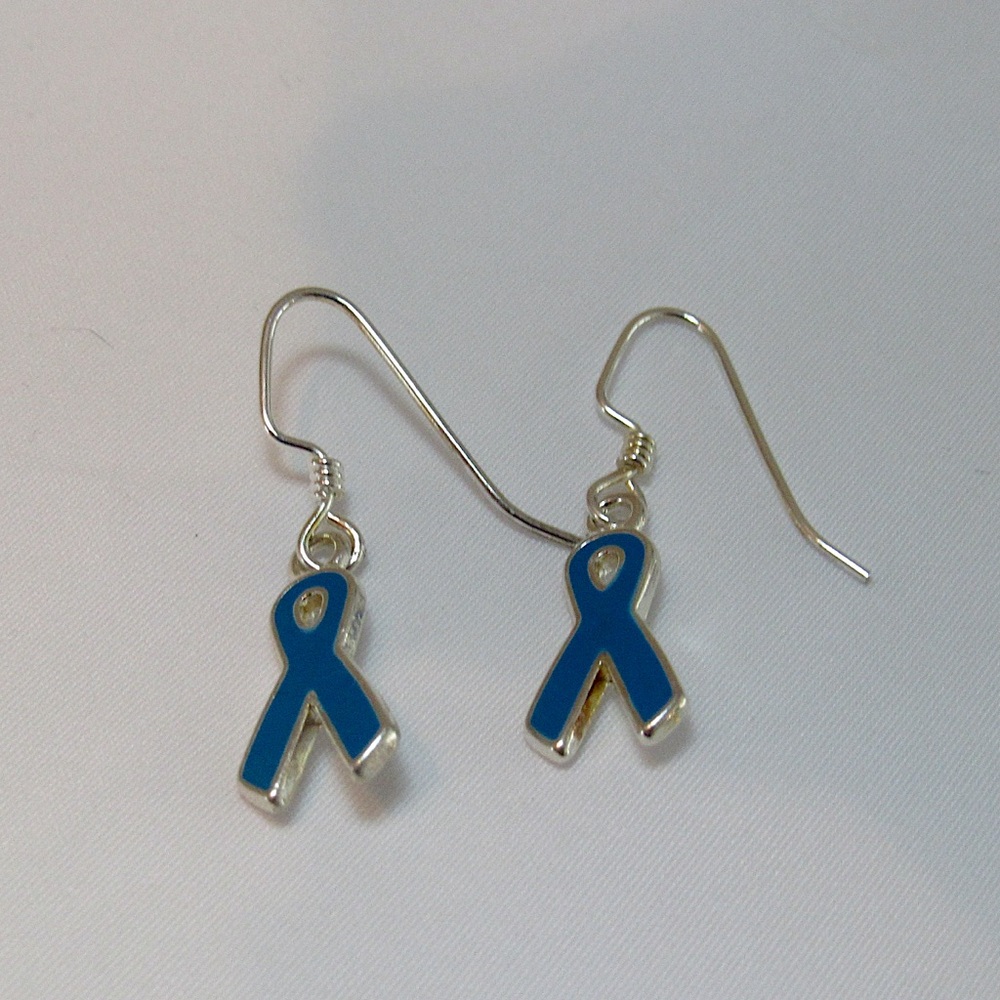 Teal Ribbon Earrings